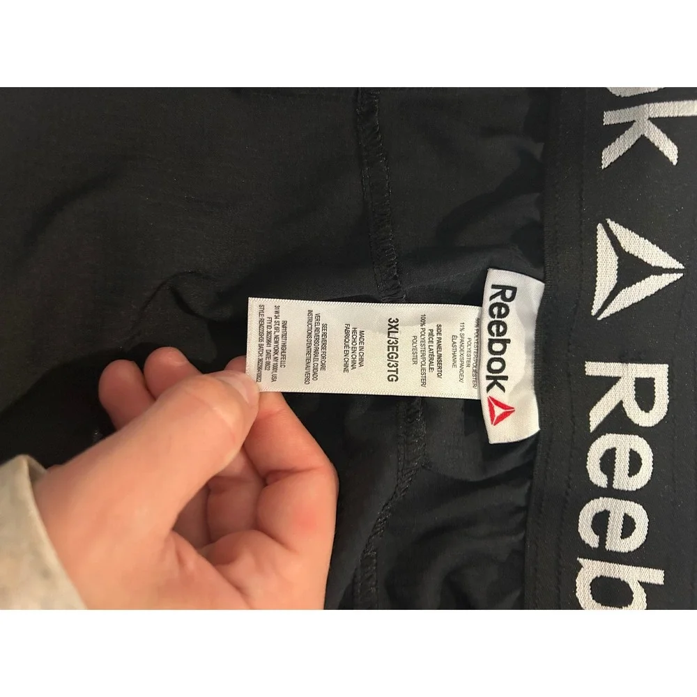 Reebok Mens Black Athletic Training Shorts Elastic Logo Waistband 3XL REH223SH35